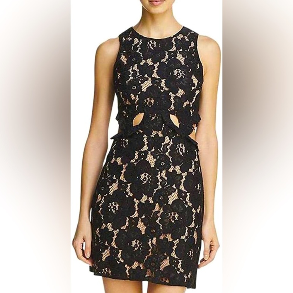 WAYF Drake Black Cutout Lace Mini Dress NWT